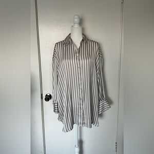 Zara long sleeve long button up shirt satin material